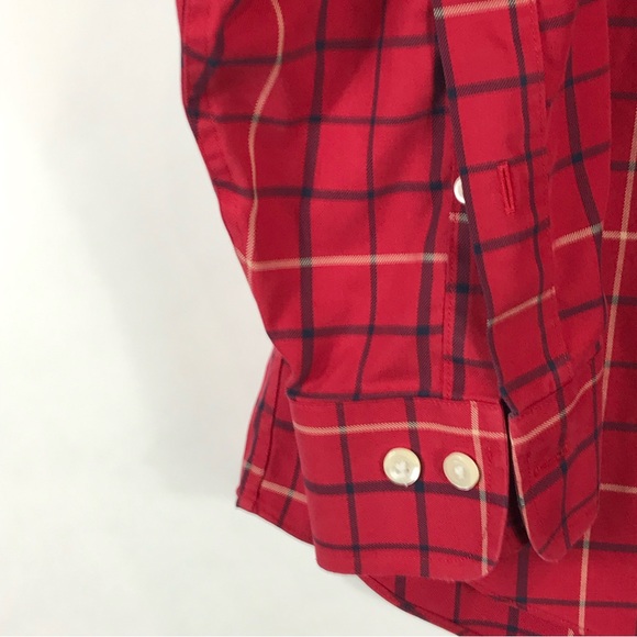 Brooks Brothers Shirt Button Down Red navy plaid Mens size Large 100% cotton - Picture 7 of 12